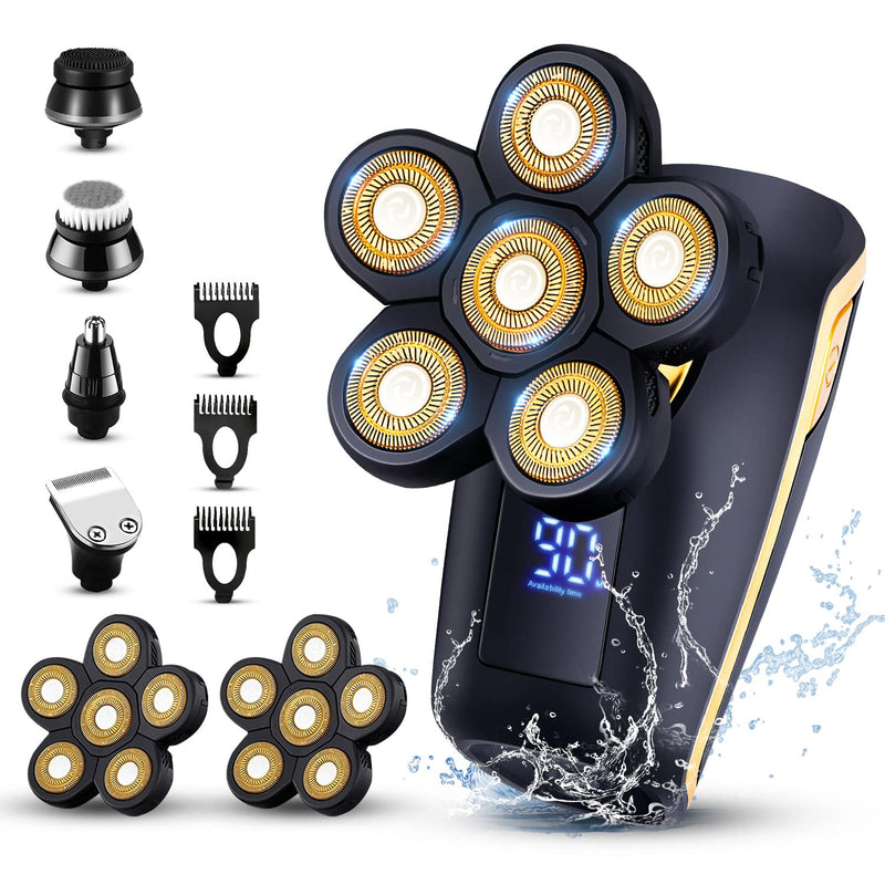 [Australia] - Electric Rotary Shaver for Men - Multifunctional Bald Head Shaver, Waterproof, Rechargeable Razor for Balding Men 