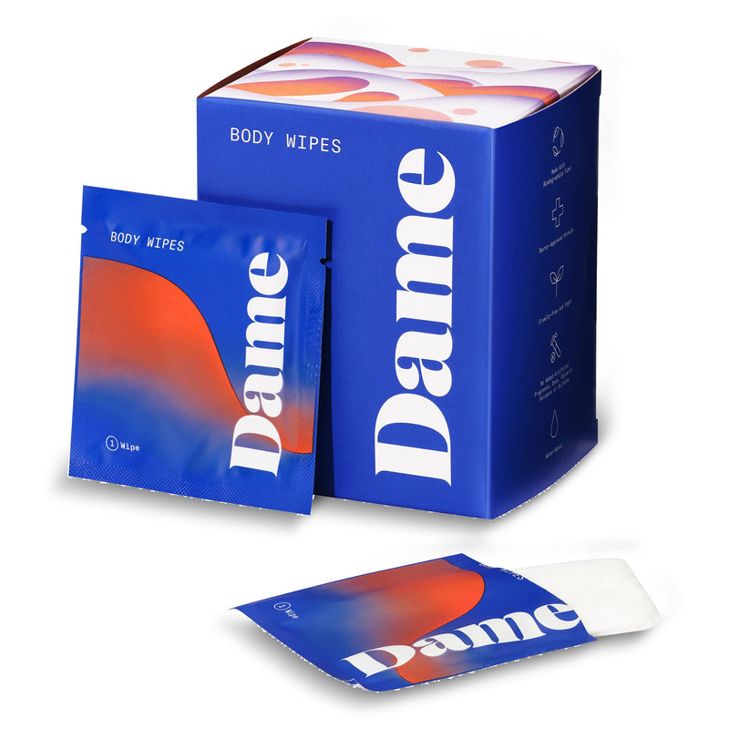 [Australia] - Dame Products Body Wipes - Cleansing and Nourishing - pH-Balanced Formulated with Aloe and Cucumber Extract - Disposable and Flushable - 15 Count 1 Count (Pack of 15) White 