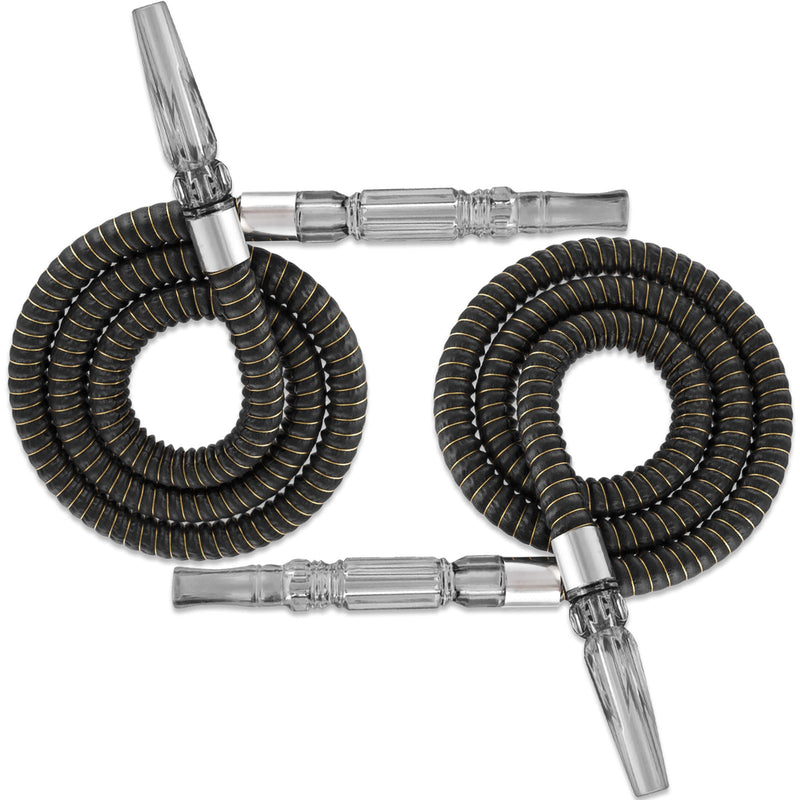 [Australia] - 2 Pack Hookah Hose Washable 39'' Shisha Hose Acrylic Handle Leather Wrapped Pipe For Small Hookah Set (Black) Black 