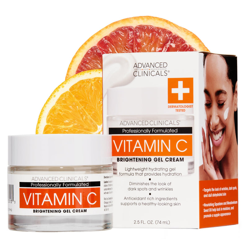 Advanced Clinicals Brightening Vitamin C Face Cream Gel With Niacinamide + Hyaluronic Acid | Vitamin C Moisturizer Lotion For Face Visibly Diminishes Look Of Dark Spots & Uneven Skin Tone, 2.5 Fl Oz Vitamin C Brightening Face Cream 2.5 Fl Oz (Pack of 1)