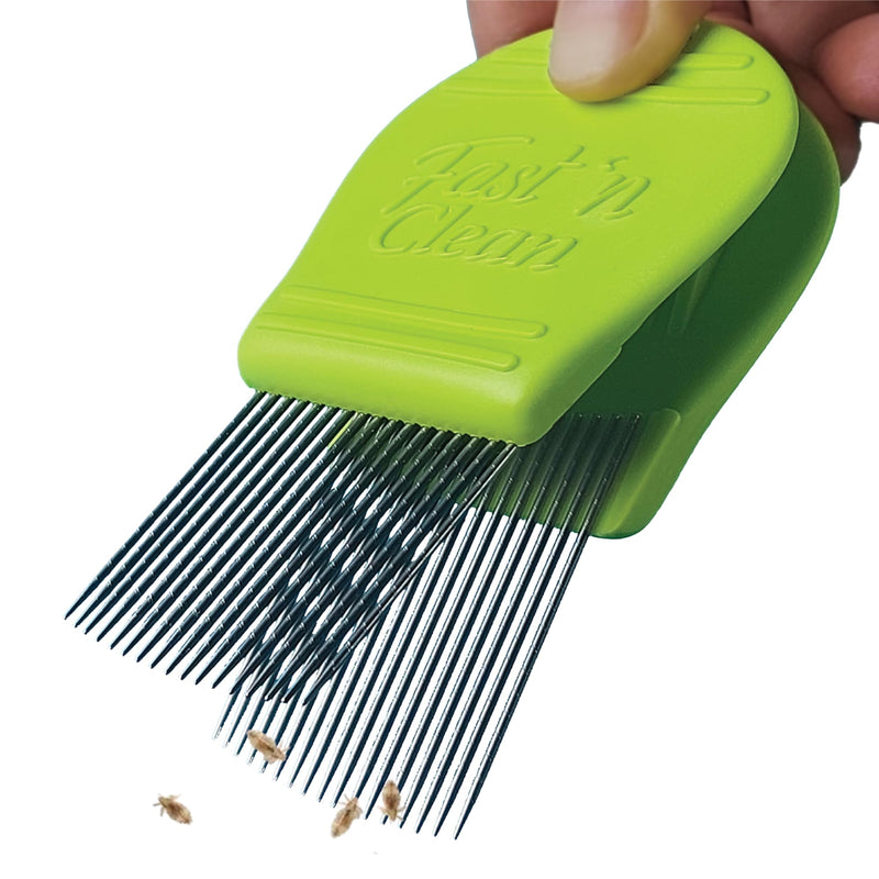 [Australia] - Fast 'n Clean - Professional Self-Cleaning Lice Comb, Removes Head Lice And Nits Quicker, Stainless Steel, Natural Head Lice Treatment, Doesn't Pull the Hair, Effective Flea Comb, Dandruff Treatment. 