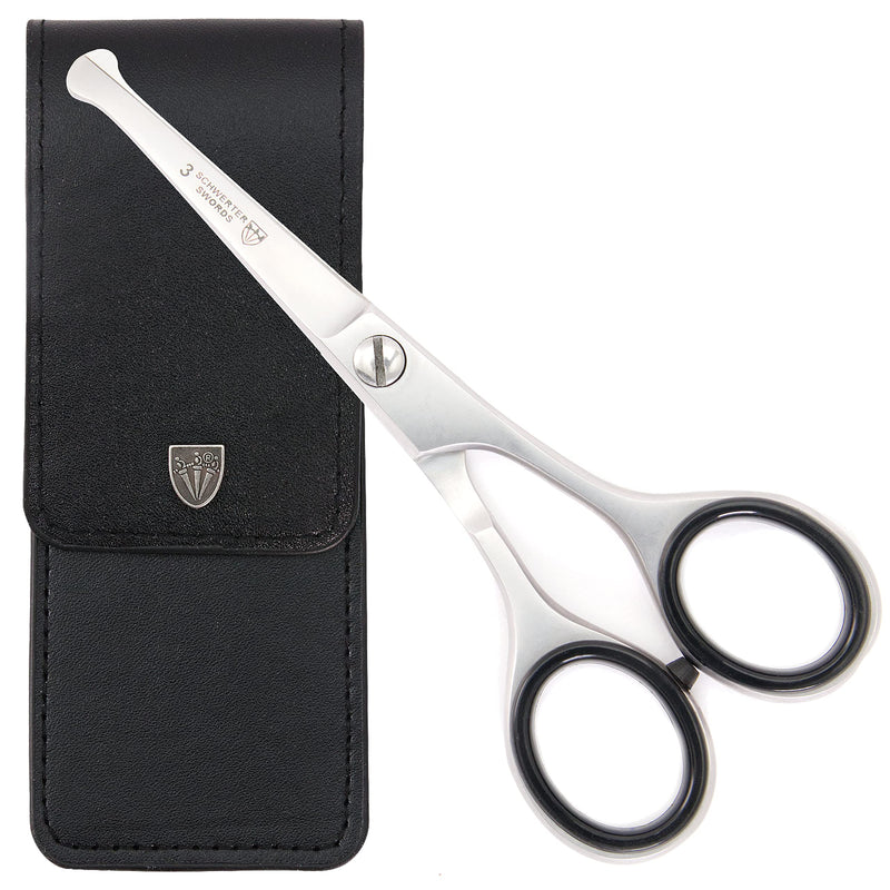 3 Swords Germany – professional NOSTRIL NOSE and EAR HAIR SCISSORS trimmer, stainless steel, straight blade rounded tip with black case for men and women Nose / Ear Scissors