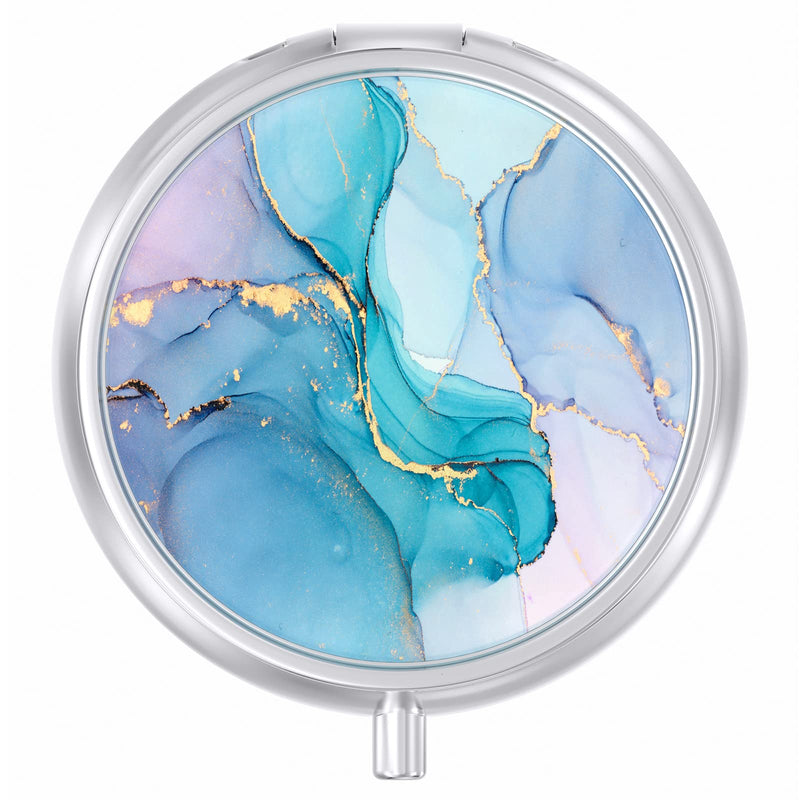 Aiawoxc Pill Case, Cute Travel Pill Box for Purse, Moisture Proof Small Medicine Holder, Portable Pocket Medicine Organizer Dispenser to Hold Vitamins, Cod Liver Oil, Supplements, Colorful Ink Marble