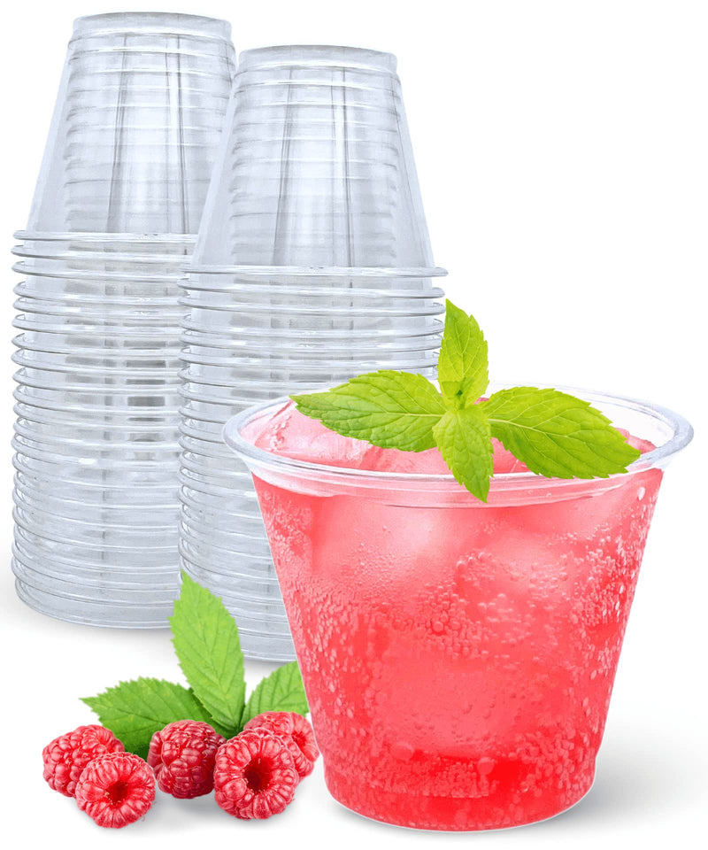 [Australia] - Aatriet 9 oz Clear Plastic Drinking Cups, 50 Pack Classic Clear Disposable Wine Cups for Wedding & Party, Elegant Cocktail Cups, Plastic Tumblers for Iced Coffee, Cold Beverage Plastic Cups-9 oz (No Lids) 