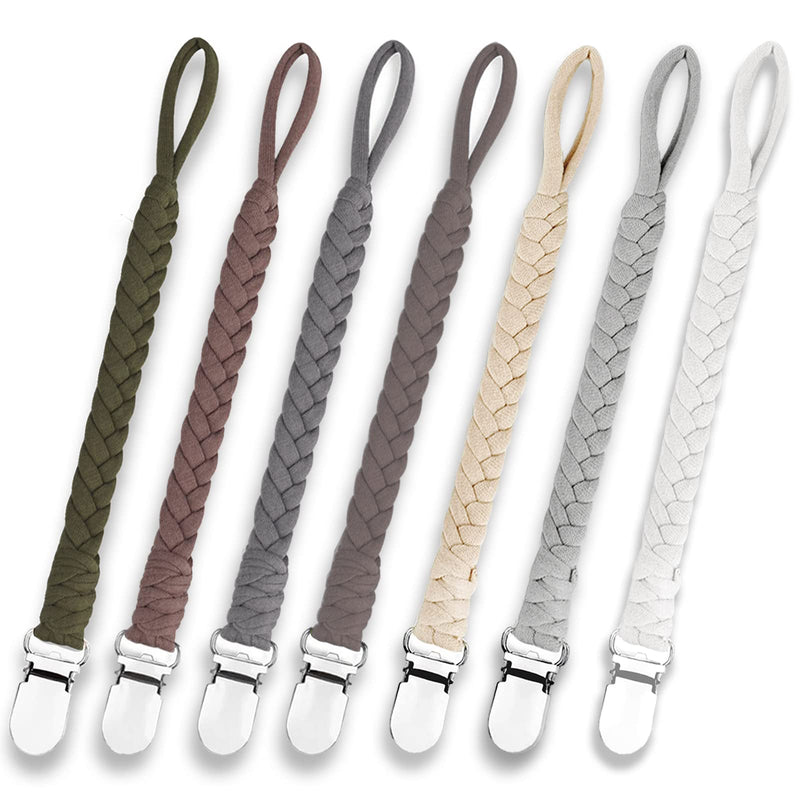 [Australia] - 7 Pcs Braided Pacifier Clip, Pacifier Clips for Boys & Baby Girls, Pacifier Holder Clip Binky Clips Clear 