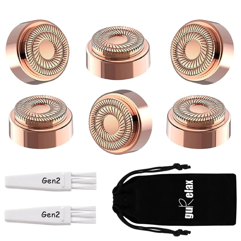 Gurelax Replacement Heads for Finishing Touch Flawless Gen2, Replacement Blades for Facial Hair Remover Device for Women, 18k Gold Replacement Heads with Flannel Bag Gen2-rose Gold-1