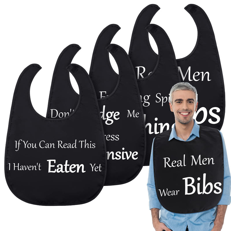 [Australia] - Zhanmai 4 Pcs Funny Large Adult Bibs Washable Dining Clothing Protectors for Women Men Eating Feeding Elegant Style 