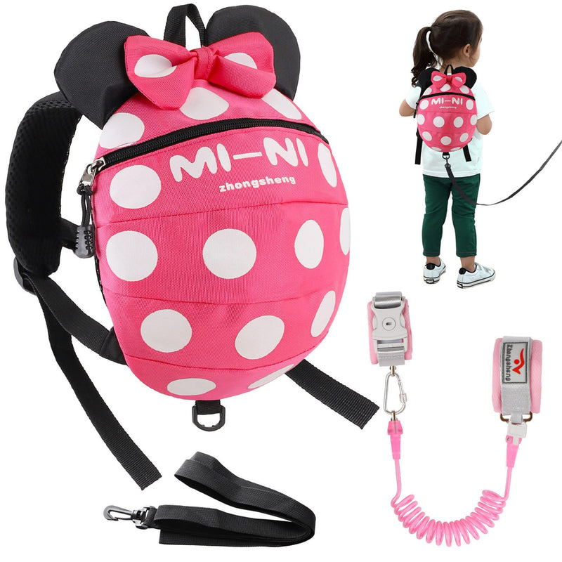 [Australia] - CZSYZCZS 4 in 1 Toddler Harness Leash + Baby Anti Lost Wrist Link, Cute Child Safety Harness Tether, Child Walking Harness Wristband Assistant Strap Belt for Baby Girls(Rose Red) Rose Red 