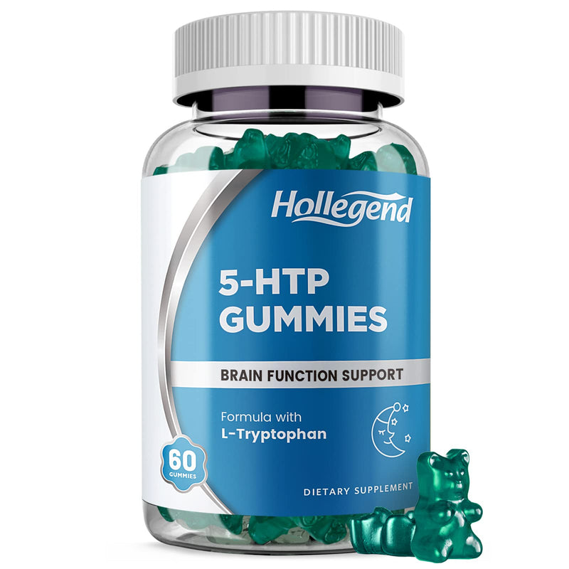 [Australia] - 5-HTP Gummies 200mg, 5HTP & L-Tryptophan Supplements for Stress Relief, Brain Support, Blueberry Flavor, 60 Chewables 60 Count (Pack of 1) 