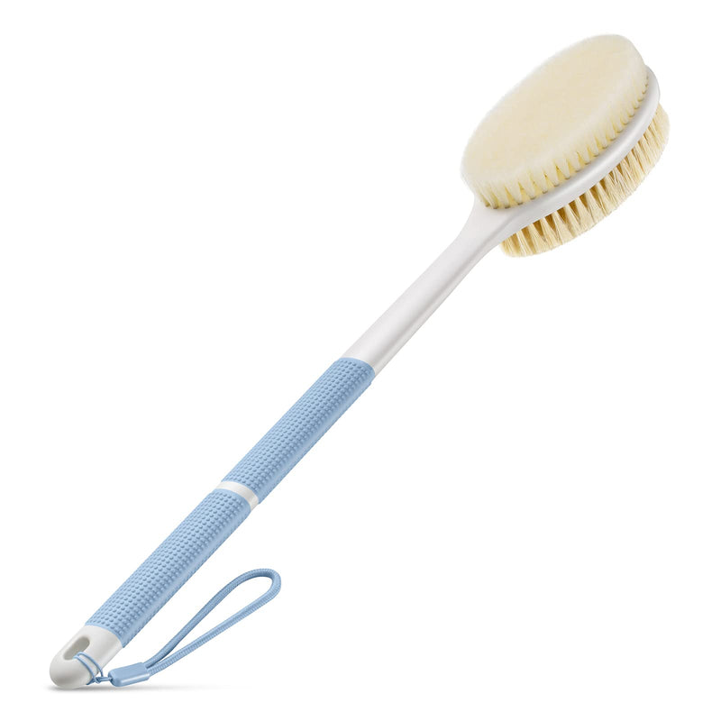 [Australia] - Back Scrubber Anti Slip for Shower,Shower Brush Long Handle with Stiff and Soft Bristles,Body Exfoliator for Bath or Dry Brush(Blue) Blue 