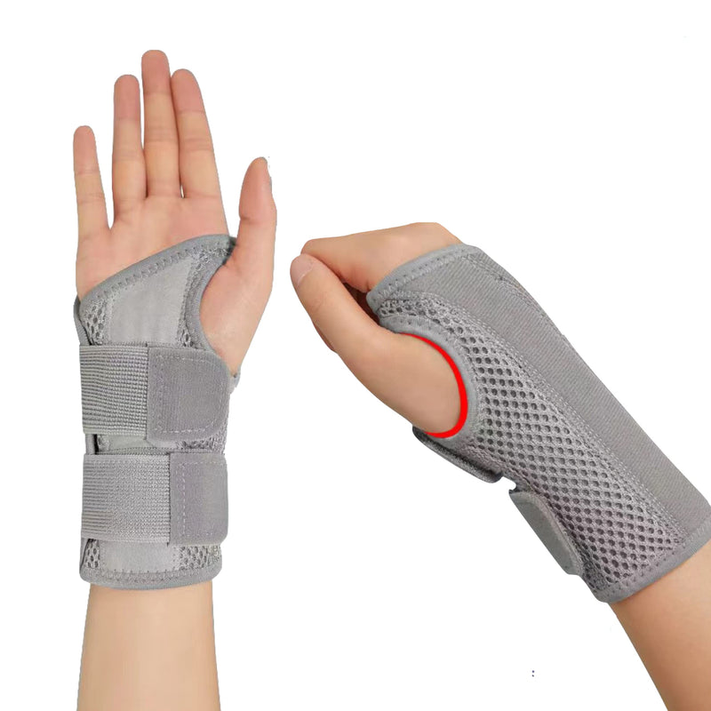 Wrist Brace for Carpal Tunnel Relief Night Support, Hand Brace with 2 Stays for Women Men, Adjustable Wrist Support Splint for Right Left Hands for Tendonitis, Arthritis, Sprains Small Right Hand-Gery-S/M