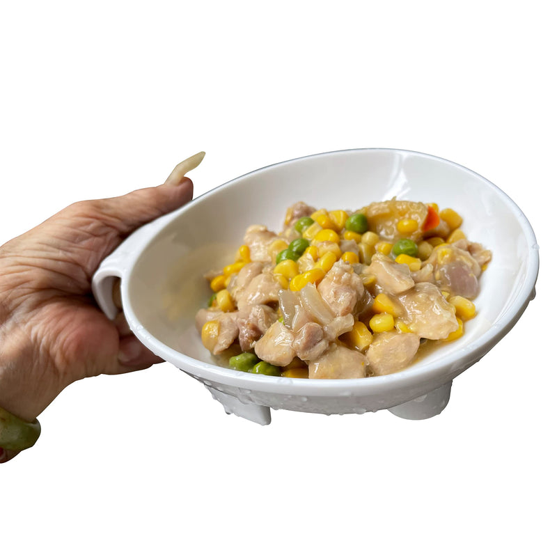 [Australia] - Adaptive Scoop Plate with Handle - Non-Skid Melamine Bowl for Disabled Adults, One-Handed Plates for Elderly with Tremor, Arthritis or Parkinson's, 6 Inch, Spill-Proof, by Senior ICare 