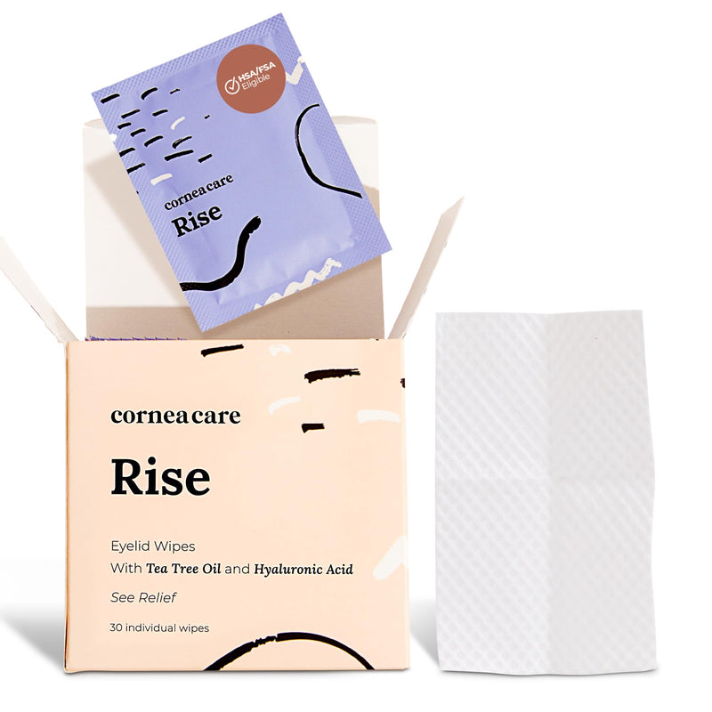 [Australia] - Rise: Eyelid Wipes | Eye Wipes for Dry Eyes | Eyelid Wipes with Tea Tree Oil & Hyaluronic Acid | Travel Ready | 30 Count | FSA & HSA Eligible 30 Count (Pack of 1) 