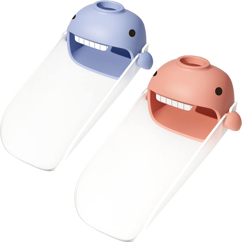 [Australia] - Faucet Extender for Toddlers and Kids, fits Sink spout tub for Kitchen and Bathroom. Promotes Hand Washing, Hygiene Awareness Independence. Cartoon Design w/Universal fits(Blue, Pink, 2PCS) 