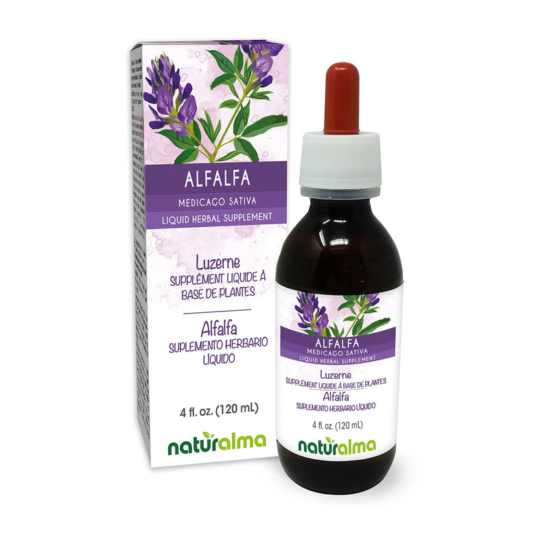 [Australia] - Naturalma Alfalfa or Lucerne (Medicago sativa) herb with flowers Alcohol-free Tincture - Rich in natural chlorophyll - 4 fl oz Liquid extract in drops - Herbal supplement - Vegan 4 Fl Oz (Pack of 1) 