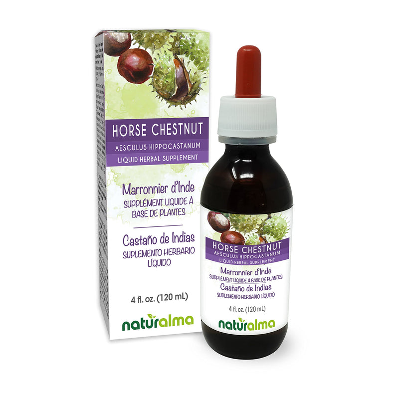 [Australia] - Naturalma Horse Chestnut (Aesculus hippocastanum) Seed Alcohol-Free Tincture - 4 fl oz Liquid Extract in Drops - Herbal Supplement - Vegan 4 Fl Oz (Pack of 1) 