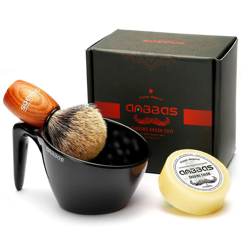 [Australia] - Anbbas Badger Hair Shaving Brush with 100g Shaving Soap Refill and Upgrade Lathering Way-POP Mug A5 Melamine,Foaming Set for Men Wet Shave,Women Girls Hair Removal Brown 