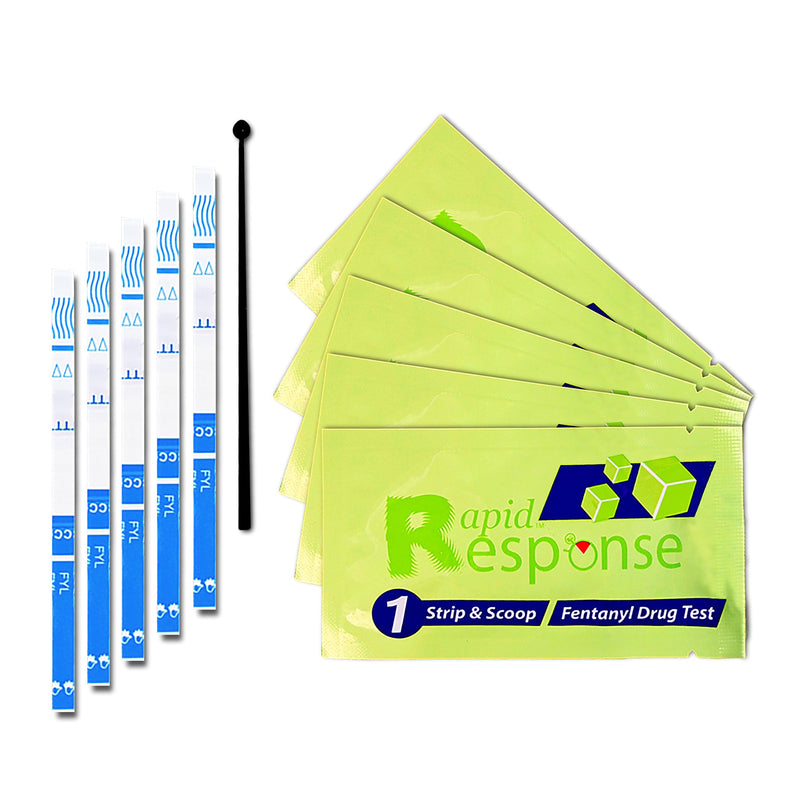 Rapid Response Fentanyl Test Strips, 5 Pack – Fast, Accurate Drug Test Kit | Detects fentanyl & analogs with >98% accuracy in powder, pills, liquids & urine. Results in 5 min, individually wrapped Pack of 5