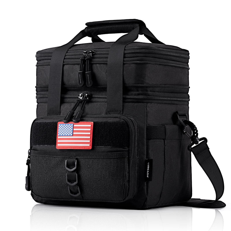 [Australia] - JOYHILL 18L Tactical Lunch Box - Insulated, Leakproof, and Expandable Double-Deck Cooler Bag for Work, Camping, Picnic - Durable Black Lunch Bag for Adults G-Black 