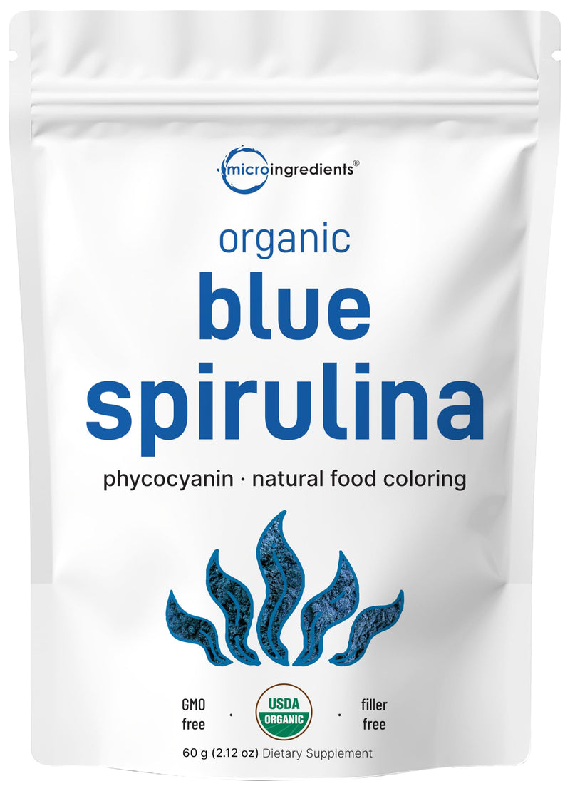 [Australia] - Organic Blue Spirulina Powder (Phycocyanin Extract), 60 Servings - No Fishy Smell, 100% Vegan Protein from Blue-Green Algae, Natural Luminous Food Coloring for Smoothies, Baking, Drinks & Cooking 