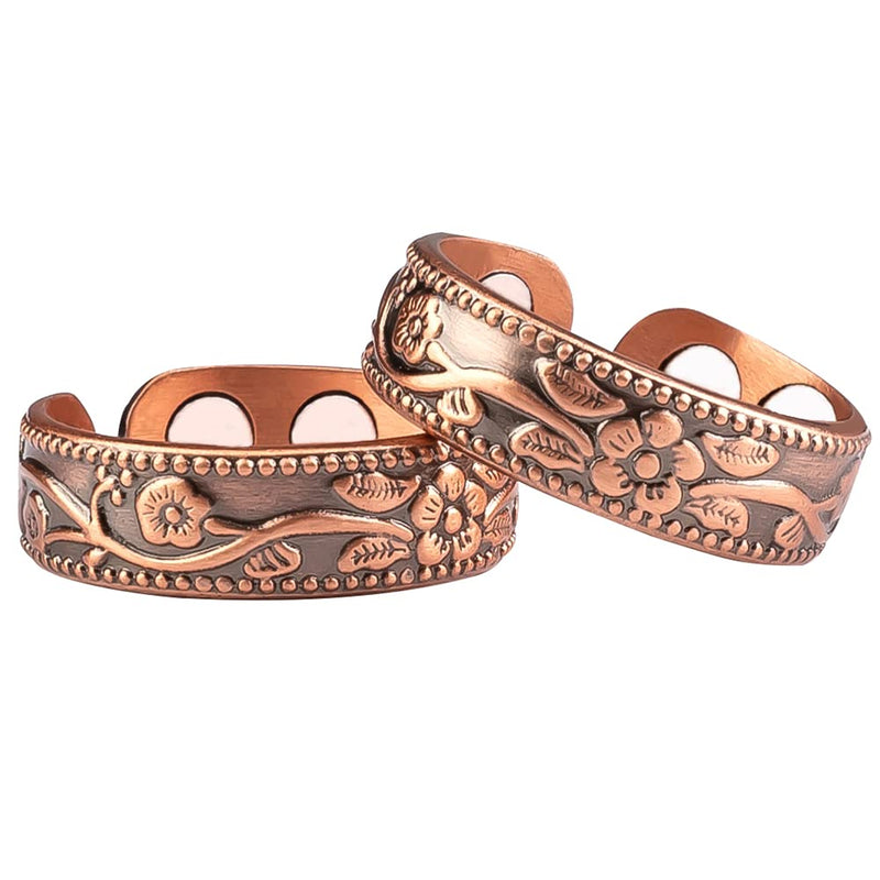 [Australia] - Vicmag Copper Magnetic Ring for Women Ring Ladies Fingers Thumb 99.9% Solid Pure Copper Gift 2PCS Adjustable 4X Copper 