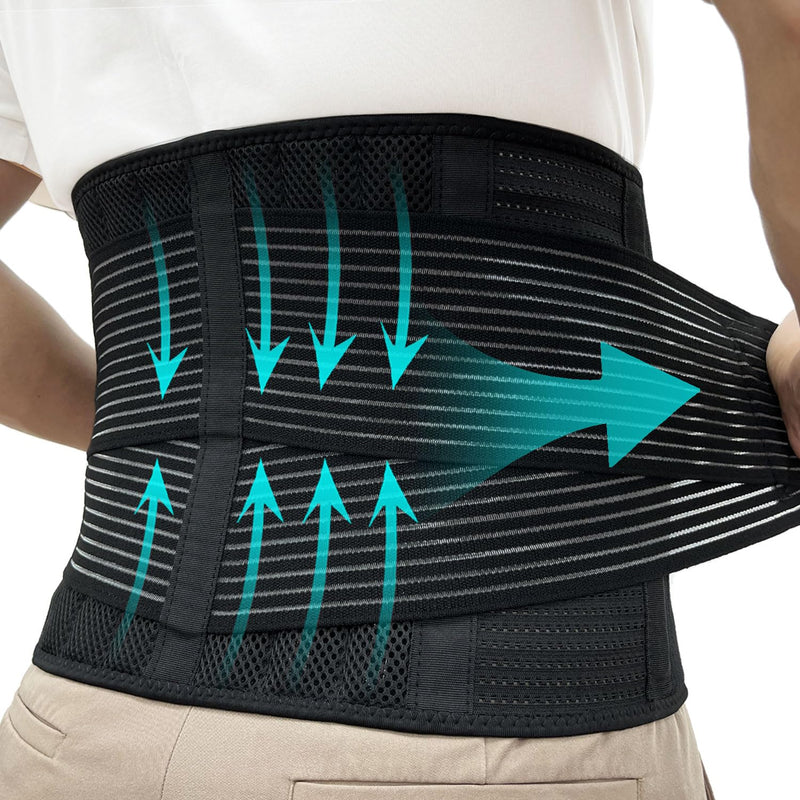 [Australia] - Back Brace for Men and Women Lower Back, Lumbar Support Belt Relieve Lower Back Pain with 8 Reinforce Bones,Scoliosis, Sciatica,Herniated Disc,Back Brace for Lifting at Work&Workout Sports 03 Black L Large 