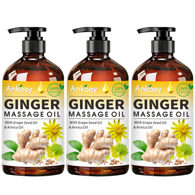 [Australia] - 3 Pack Ginger Oil, Ginger Oil Lymphatic Drainage Massage,Belly Drainage Ginger Oil, Ginger Massage Oil Lymphatic Drainage,100% Natural Massage Oil for Massage Therapy With Arnica Extract,Vitamin E Oil 