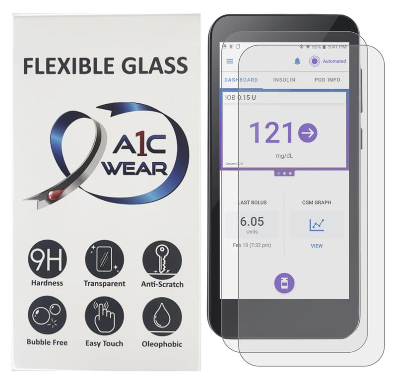 [Australia] - 9H Flexible Glass Screen Protector for Omnipod 5 Receiver PDM - Won't Crack or Chip - Anti-Scratch Anti-Fingerprint - 2 Pack 