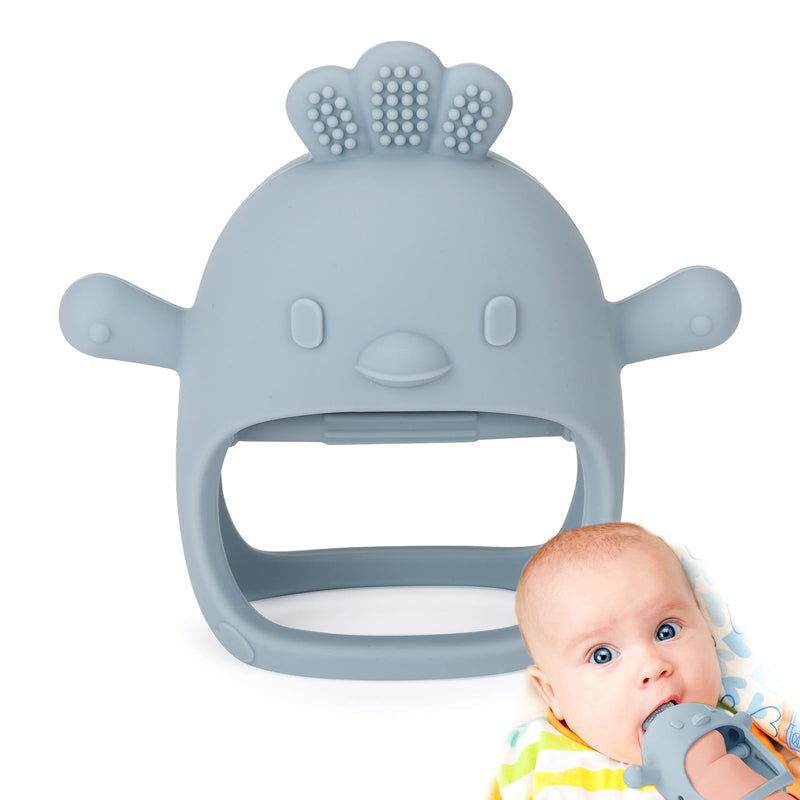 [Australia] - Socub Silicone Baby Teether Toy for Infants 3+ Months, BPA Free Anti-Drop Silicone Mitten Teething Toy for Soothing Sore Gums, Baby Chew Toys for Sucking Needs, Dusty Blue 