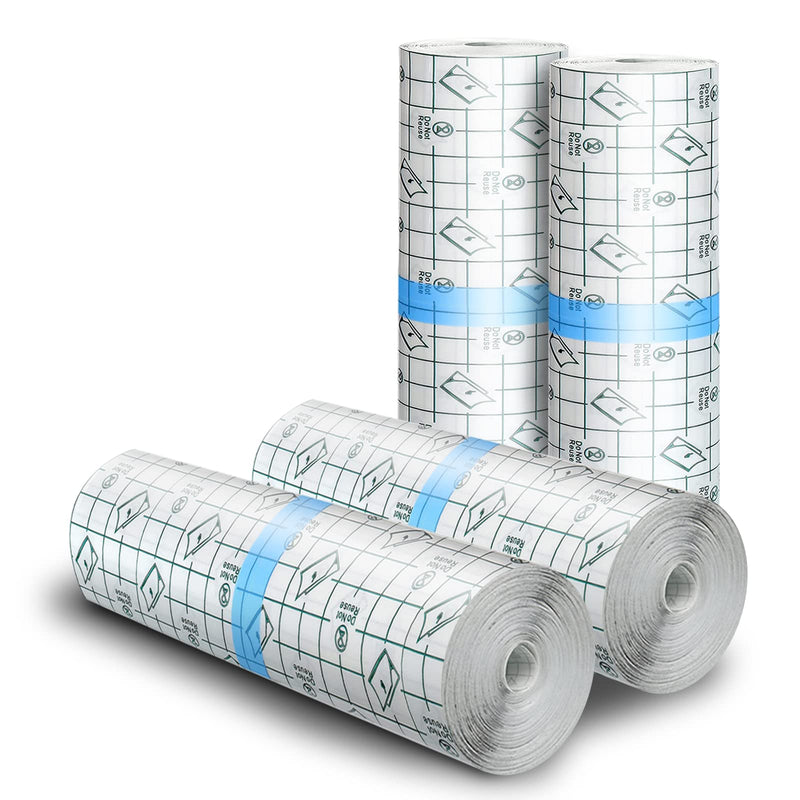 [Australia] - Tattoo Aftercare Waterproof Bandages, 6" x 4.4 Yard Tattoo Cover Up Tape, Tattoo Supplies Second Skin Transparent Film Healing Protective Clear Sterile and Safe Bandages 4 Rolls (6" x 1.1 Yard/Roll) 