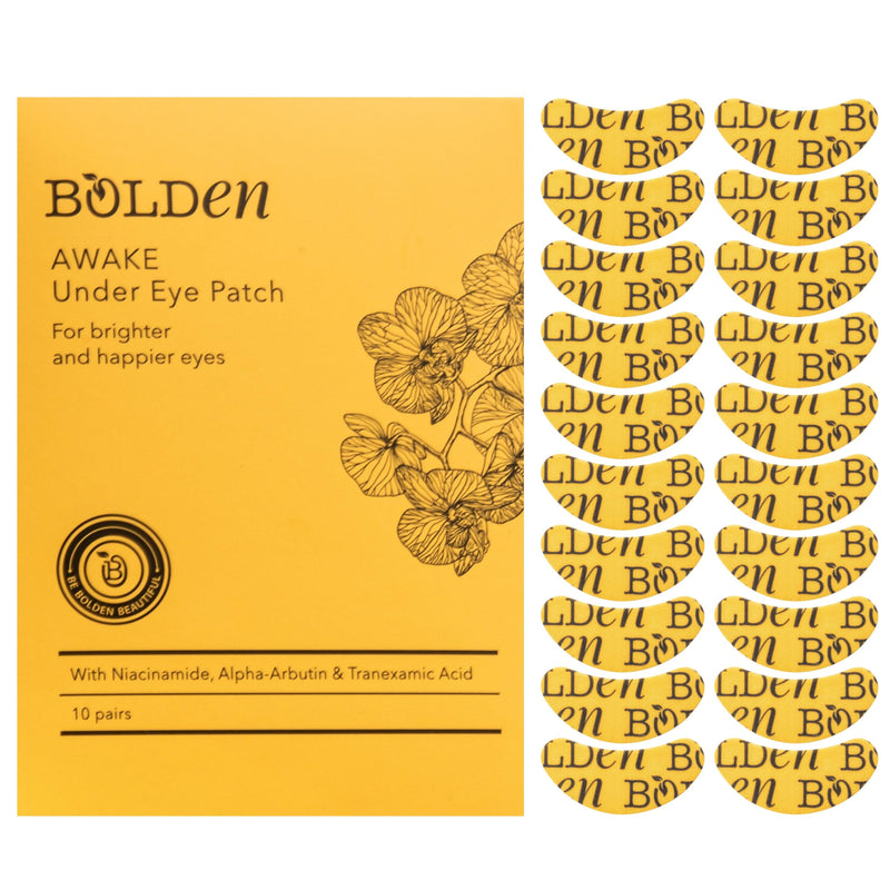 BOLDEN Awake Under Eye Patch | Eye Mask For Dark Circles, Puffiness & Discoloration | Brightening Eye Pads With Niacinamide, Alpha Arbutin, Tranexamic Acid & Vitamin C | 10 Pairs 2 Count (Pack of 10)