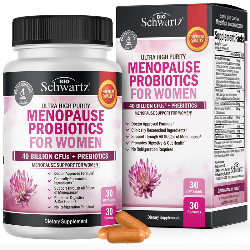 [Australia] - Menopause Supplements for Women - 40 Billion CFU Menopause Probiotics for Women - Support for Hot Flashes Night Sweats Mood Swings and Balance - Non-GMO, 30 Easy-Swallow Capsules, 30 Servings 30 Count (Pack of 1) 