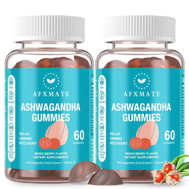 [Australia] - AFXMATE Ashwagandha Gummies & Vitamin D Gummies for Men & Women 120 Count Aswangdha Supplement (Non-GMO, Sugar Free & Gluten Free) 
