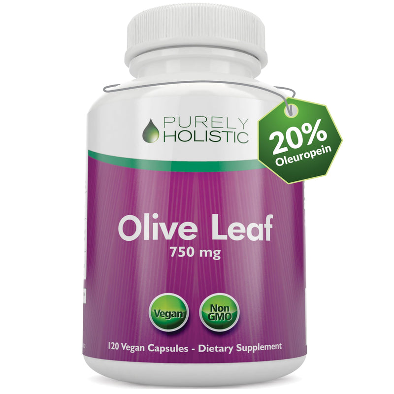 [Australia] - Purely Holistic Olive Leaf Extract 750mg Non-GMO Maximum Strength - 120 Vegan Capsules - 20% Oleuropein - 4 Month Supply - Support Supplement 