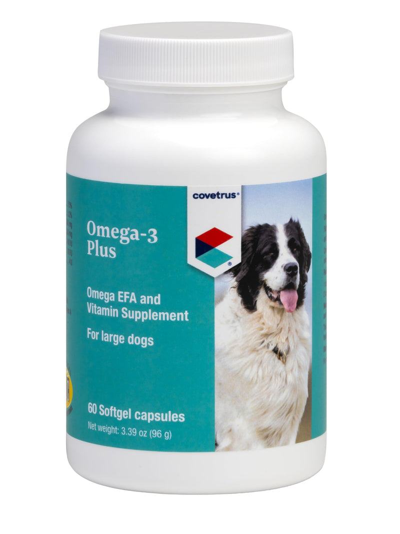Omega-3 Soft Gels for Large Dogs – Essential Fatty Acids with Vitamins A, E & D3 – Skin, Coat & Joint Supplement – 60 Count Large/X-Large - 60 count