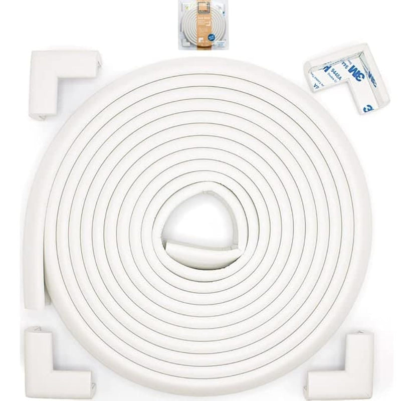 [Australia] - Roving Cove Slim-Fit Corner Edge Protector for Baby Proofing (Small 15ft Edge 4 Corners), Furniture Safety Bumper Guard, Soft NBR Rubber Foam, 3M Adhesive, Oyster White (Off White) Small 15 feet 