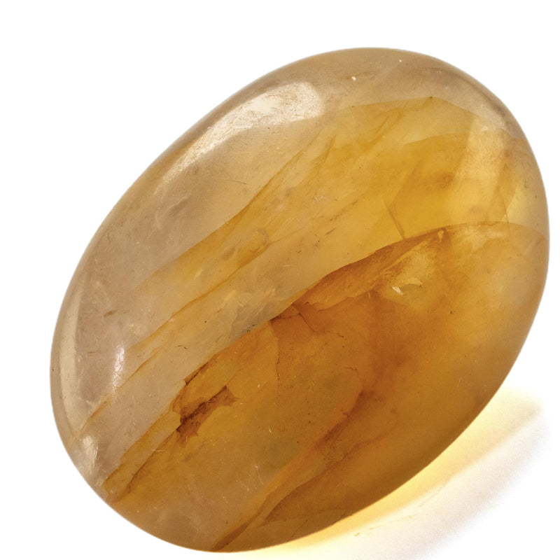 [Australia] - KALIFANO Golden Healer's Quartz Palm Stone with Healing & Calming Effects - AAA Grade High Energy Hematoid Cuarzo Worry Stone with Information Card - Reiki Hematite Crystal Used for Clarity 