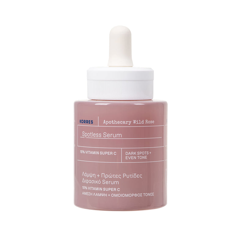 KORRES Apothecary Wild Rose Spotless Serum, 15% Vitamin C, 1.01 fl oz | Wild Rose Oil & Antioxidants, Improves Radiance & Skin Tone, Daily Skin Care for Women & Men