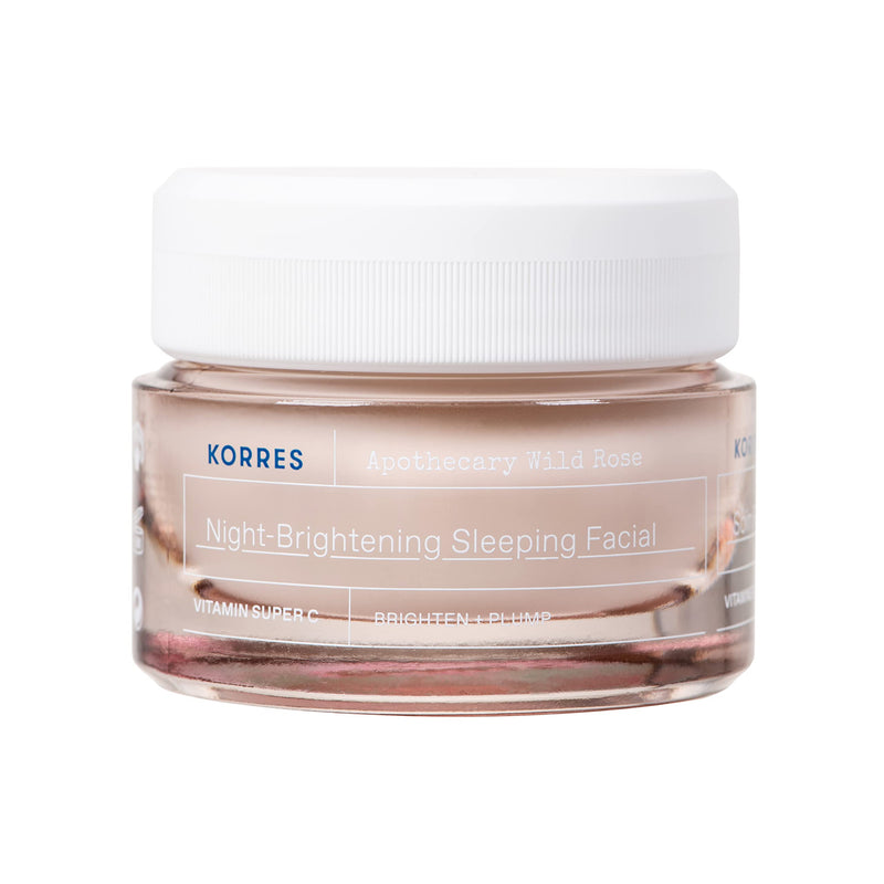 KORRES Wild Rose Skin Brightening Night Cream, 40 ml | Vitamin C, Hyaluronic Acid & Turmeric Extract, Overnight Facial Cream, For Tired, Depleted Skin