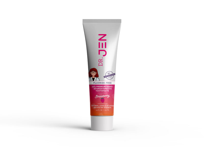 Dr Jen Fluoride-Free, 10% Premium Nano Hydroxyapatite Toothpaste Strawberry 3.4 Ounce (Pack of 1)