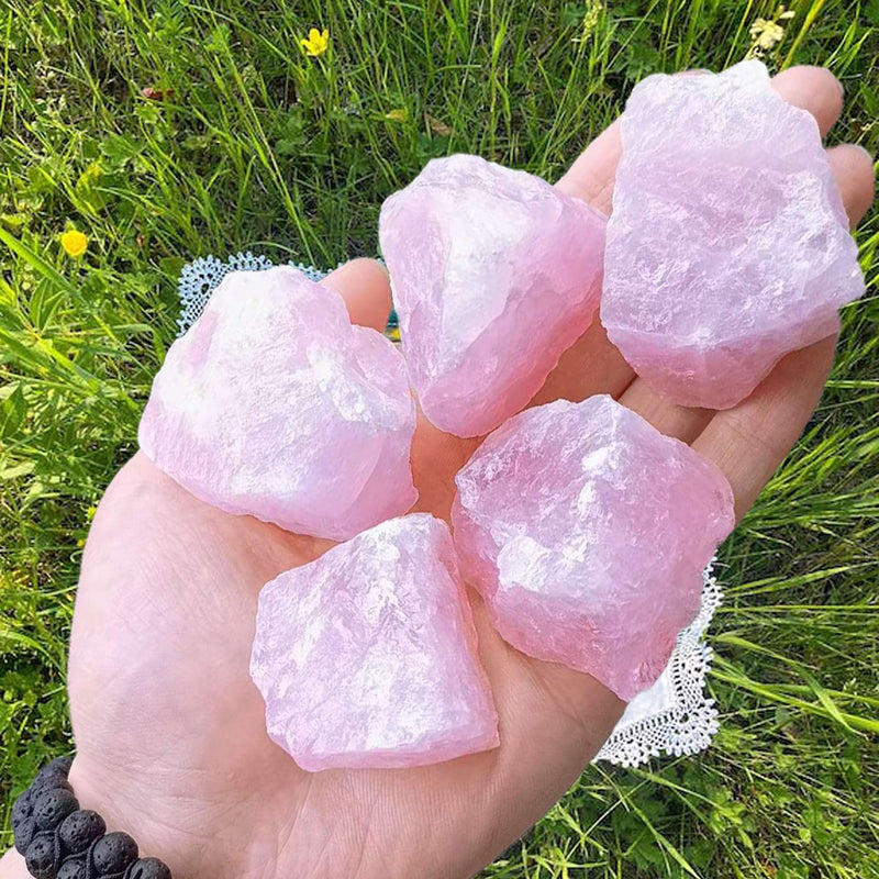 [Australia] - LAIDANLA Rose Quartz 2" Natural Rough Stones Crystal Large Raw Crystals Bulk Healing Gemstones for Reiki Healing Tumbling Fountain Rocks Wire Wrapping Decoration Cabbing Lapidary 4PCS 0.55lb 0.55 Pound 
