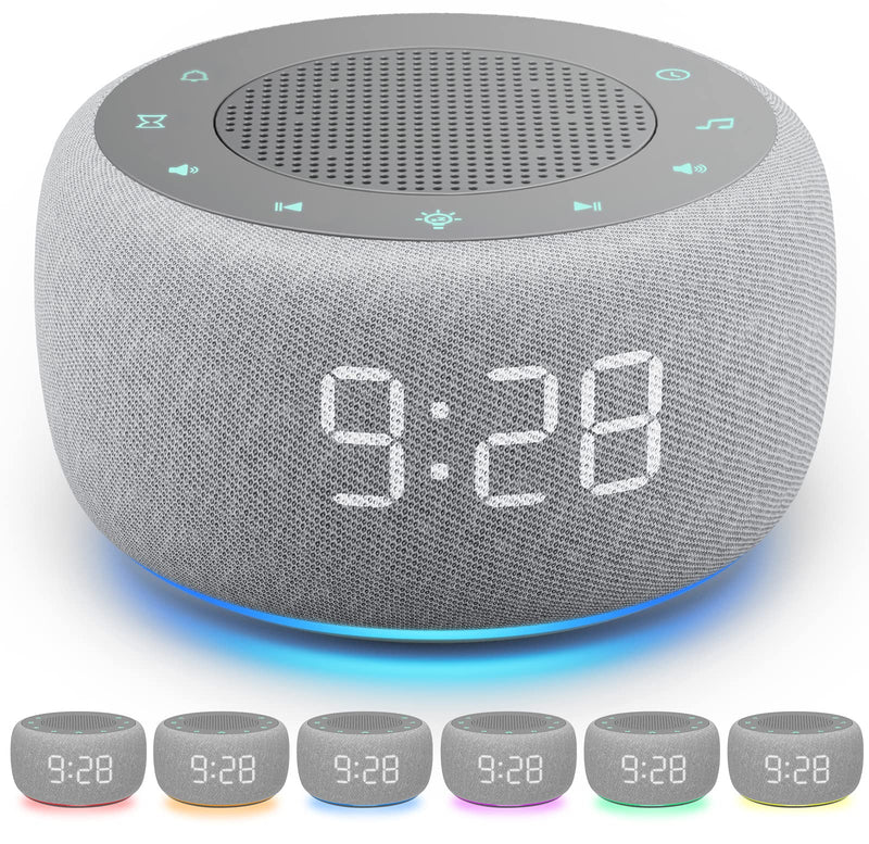 [Australia] - Buffbee Sound Machine & Alarm Clock 2-in-1, 18 Soothing Sound, 7 Night Light, Sleep Timer, Precise 30-Level Volume Control White Noise Machine A-Grey 