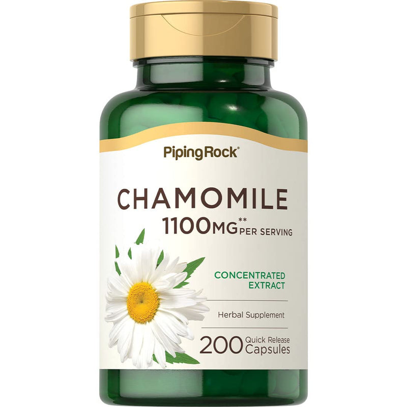 [Australia] - Piping Rock Chamomile Capsules 1100mg | 200 Pills | Extract Supplement | Gluten Free, Non-GMO 