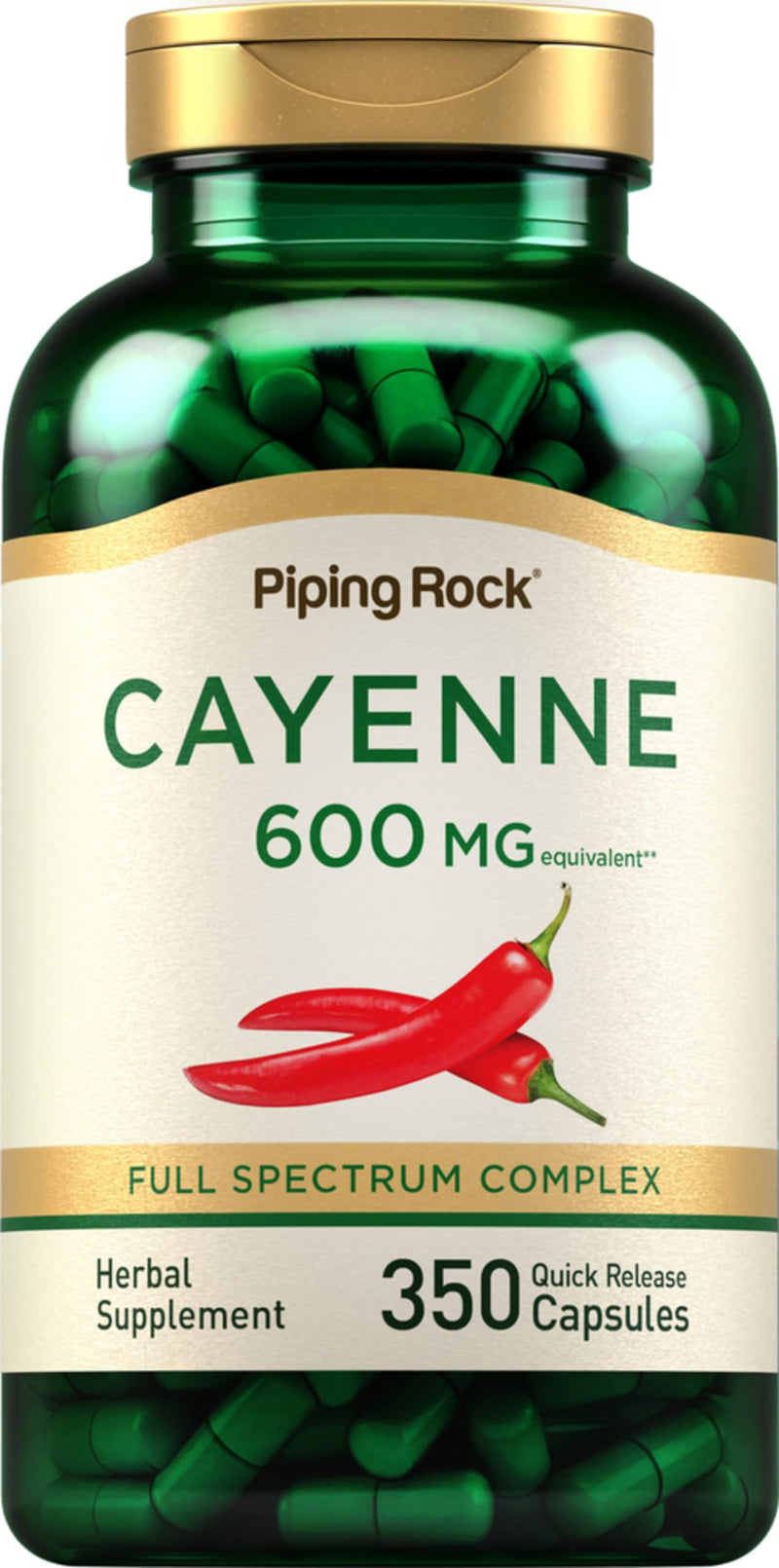 [Australia] - Piping Rock Cayenne Pepper Capsules | 600mg | 350 Count | Concentrated Extract Supplement | Non-GMO, Gluten Free 