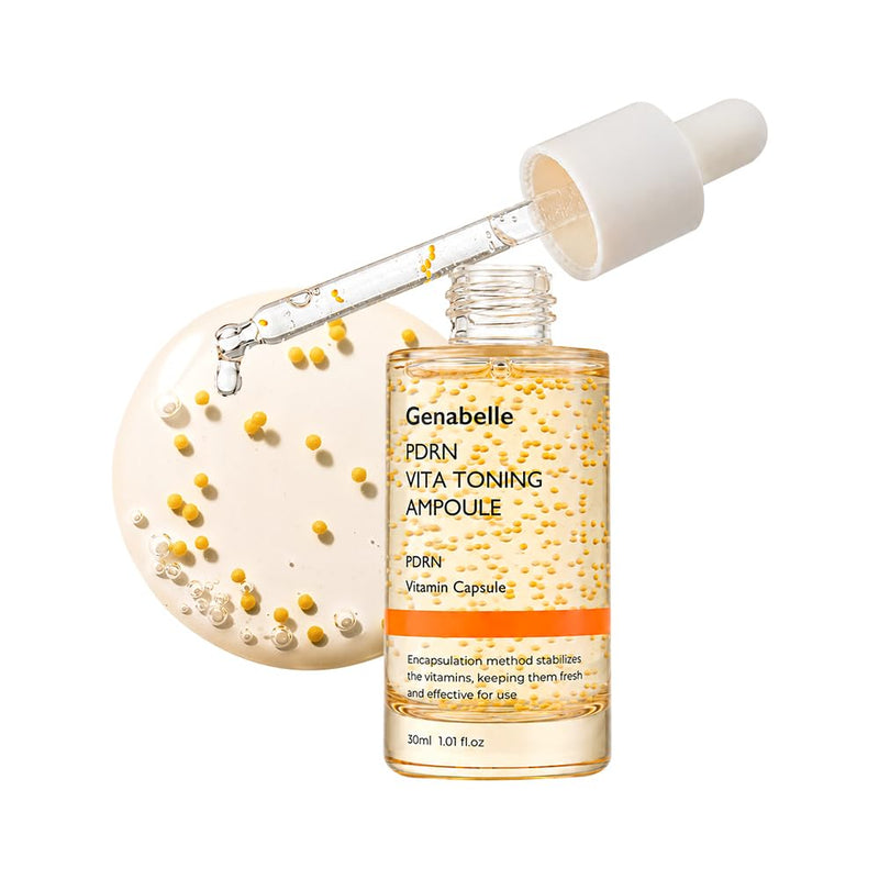 Genabelle PDRN Vitamin C Serum Toning Ampoule - Lightweight Glass Skin,korean skin care with Vitamin B, C, E, PDRN, Serum for Blemishes, Glass Skin, Fine Lines and Rough Skin Texture, 1.01 fl oz 1.01 Fl Oz (Pack of 1)