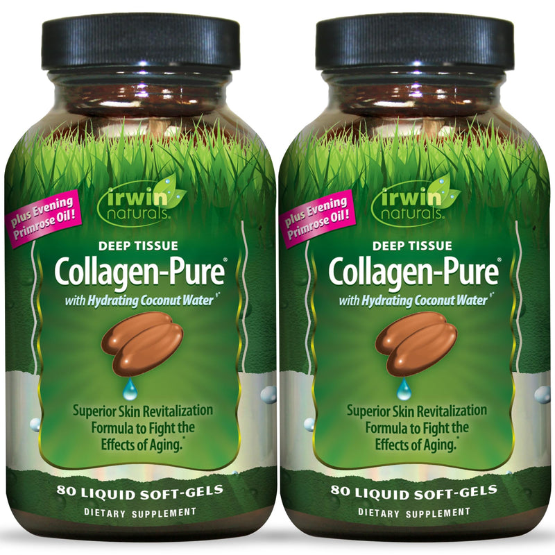 Irwin Naturals Deep Tissue Collagen-Pure Connective Tissue Support (2 Pack) | Structural Collagen Support | 2,000 mg Hydrolyzed Collagen | Joint & Skin Wellness | 2 X 80 Liquid Soft-Gels 80 Count (Pack of 2)