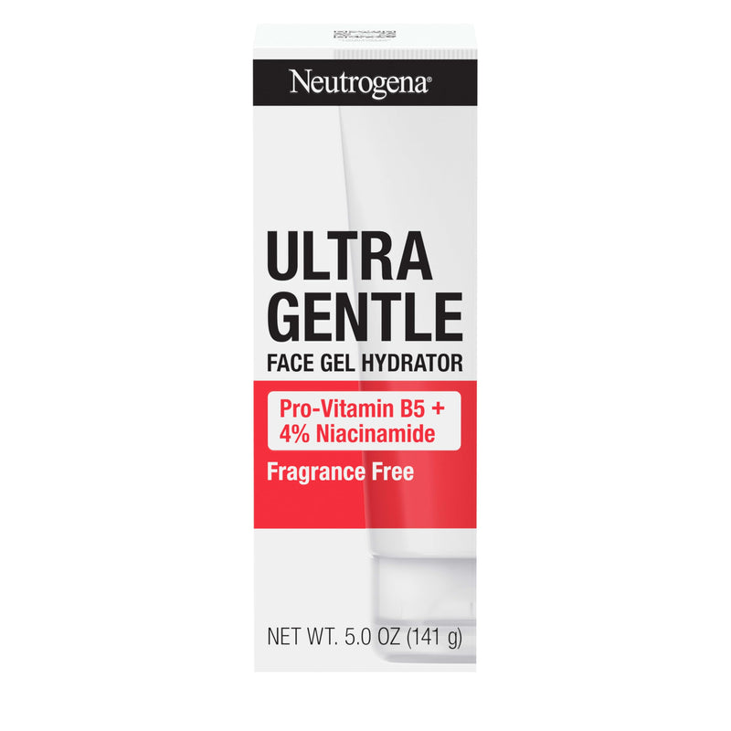 Neutrogena Ultra Gentle Face Gel Hydrator with Pro-Vitamin B5 & 4% Niacinamide Designed for Acne-Prone Skin, Lightweight Gel Cream Targets Uneven Skin Tone, Fragrance-Free, 5.0 oz 5 Fl Oz (Pack of 1)