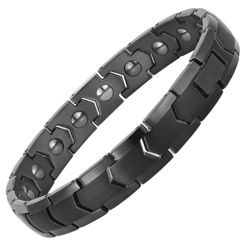 [Australia] - Magnetic Hematite Bracelets for Men Women 316L Stainless Steel Power Balance Energy Magnets Stones Bracelet Jewelry Gift with Adjustment Tool Black 