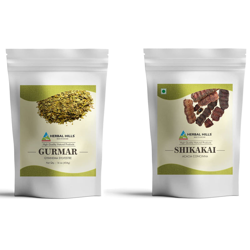 [Australia] - HERBAL HILLS Organic Gurmar Powder & Shikakai Powder | Pack of 2 (16 oz each) | Best for Healthy Life 