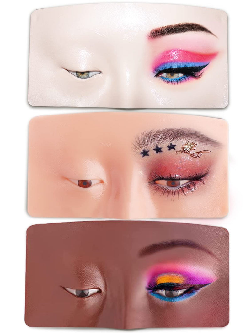 [Australia] - Makeup Practice Face, Bueuo 3 Pcs Make up Practice Board Makeup Mannequin Face 3D Realistic Pad for Make up Artist Beginner Self-taught or Professional Enthusiasts half board Black+Yellow+White 